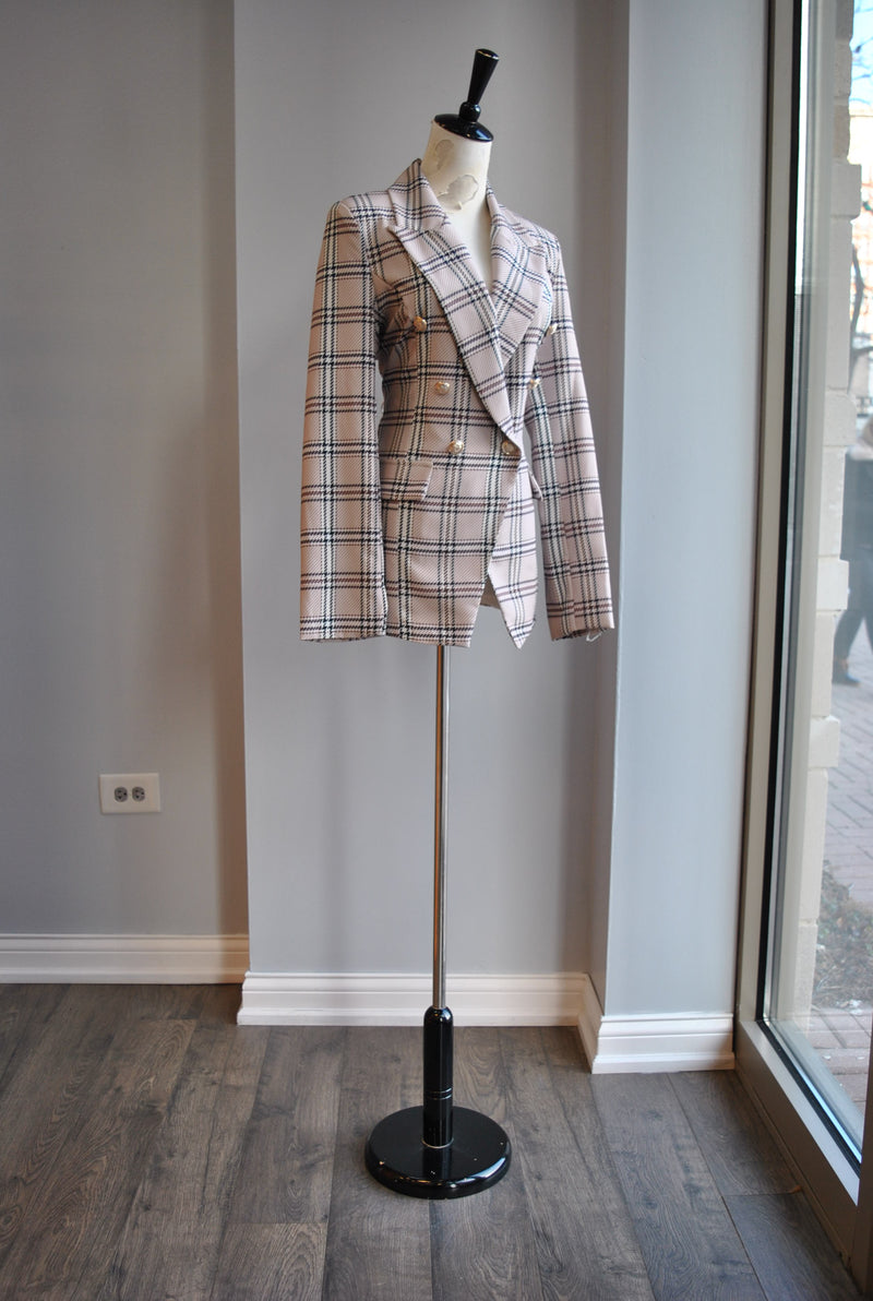 BEIGE PLAID BLAZER