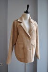 BEIGE SHORT ALPAKA JACKET WITH GOLD STUDS