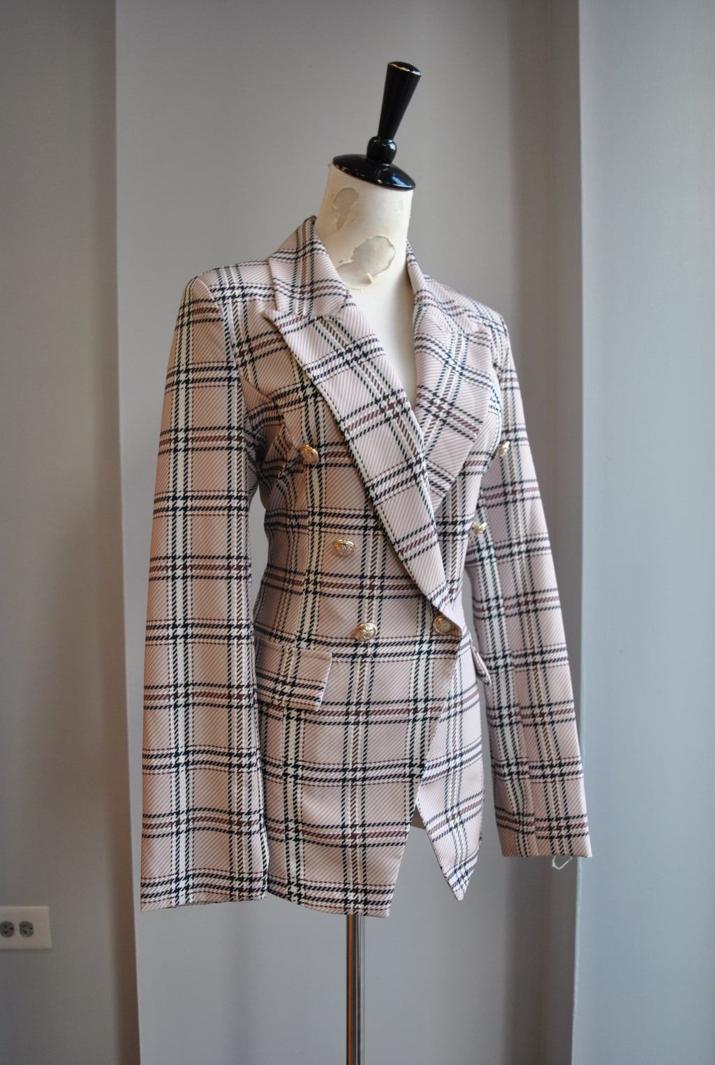 BEIGE PLAID BLAZER