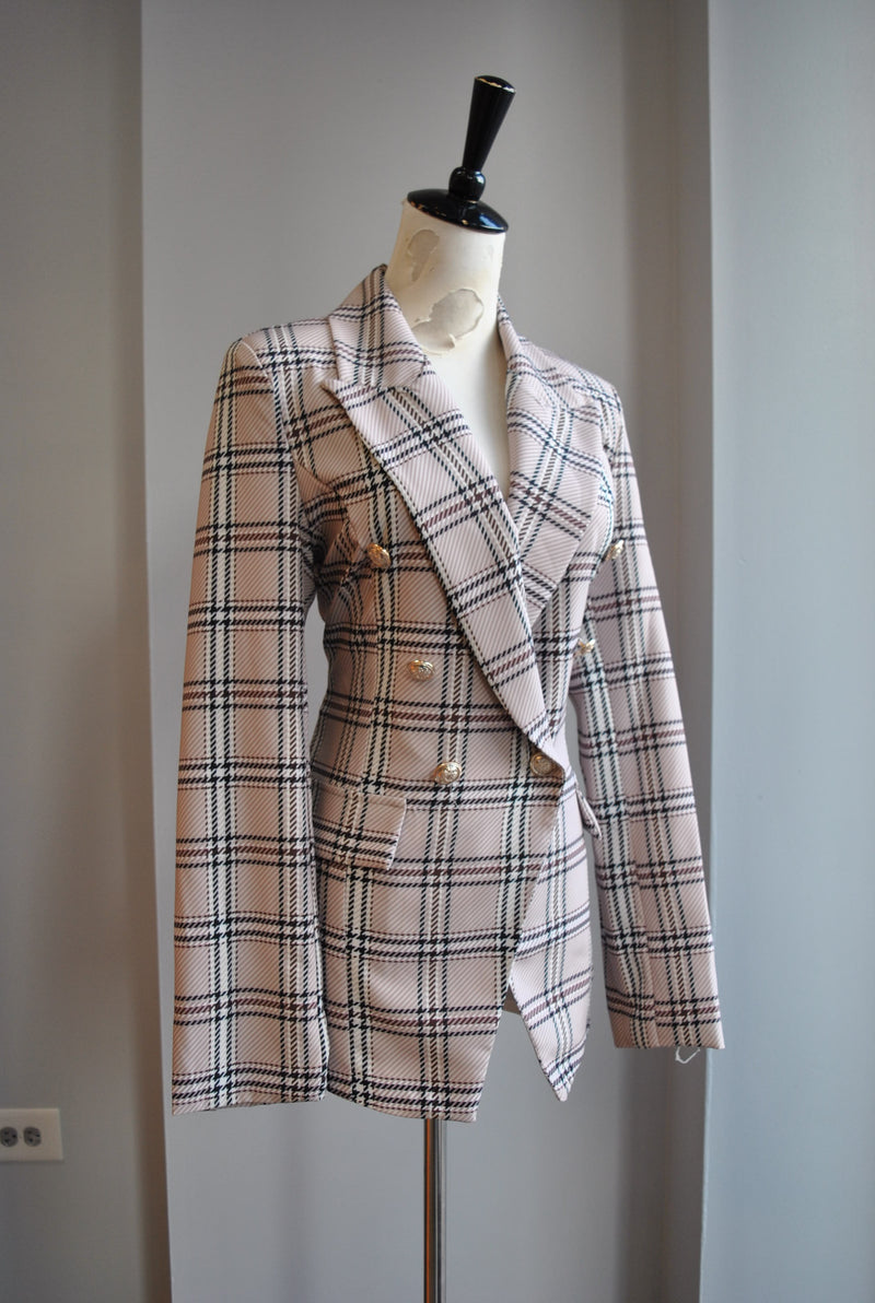 BEIGE PLAID BLAZER