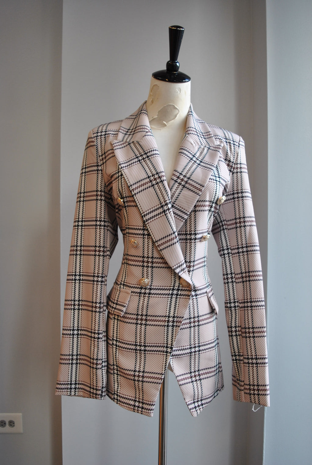 BEIGE PLAID BLAZER