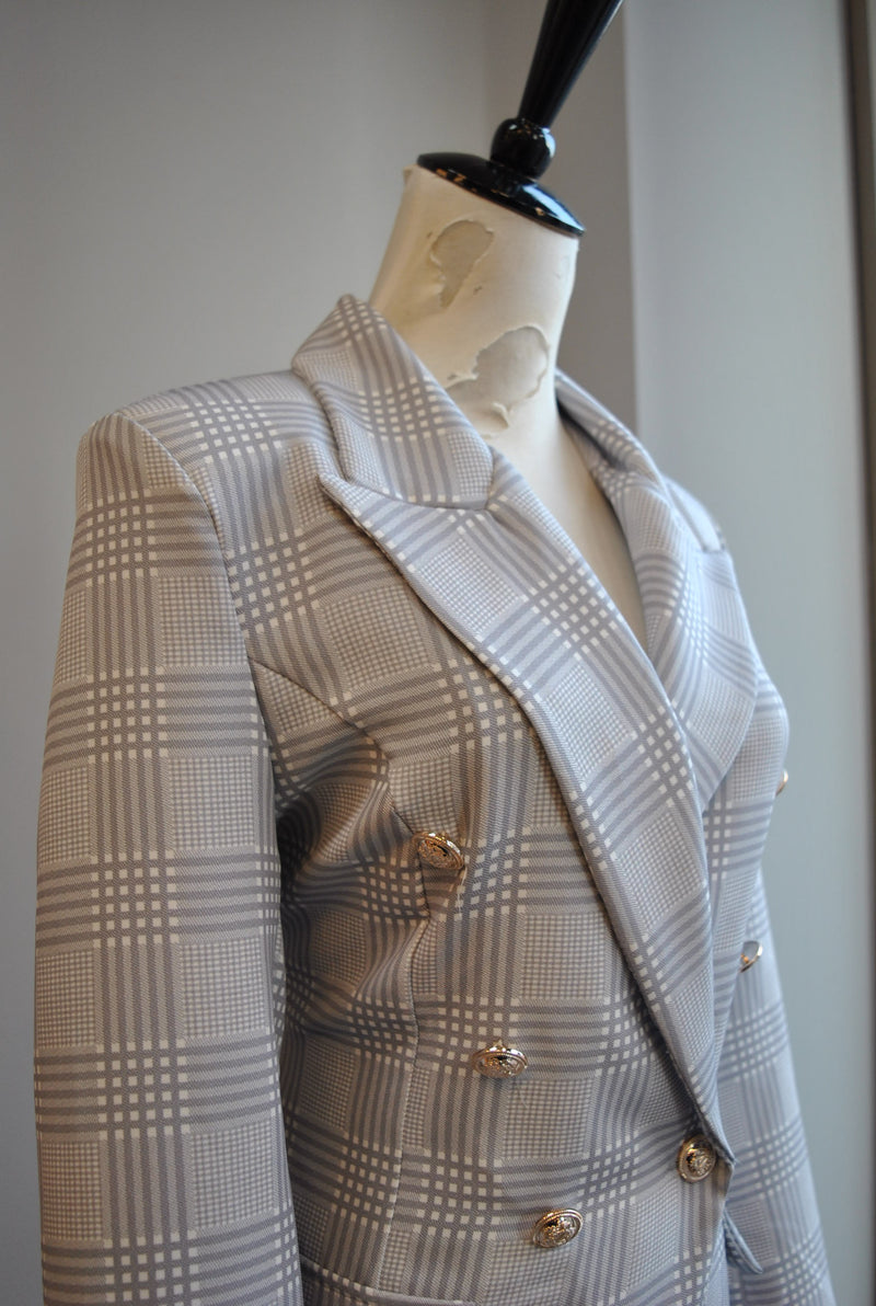CLEARANCE - GREY PLAID BLAZER