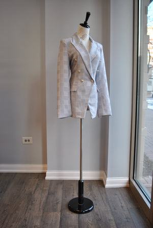 CLEARANCE - GREY PLAID BLAZER