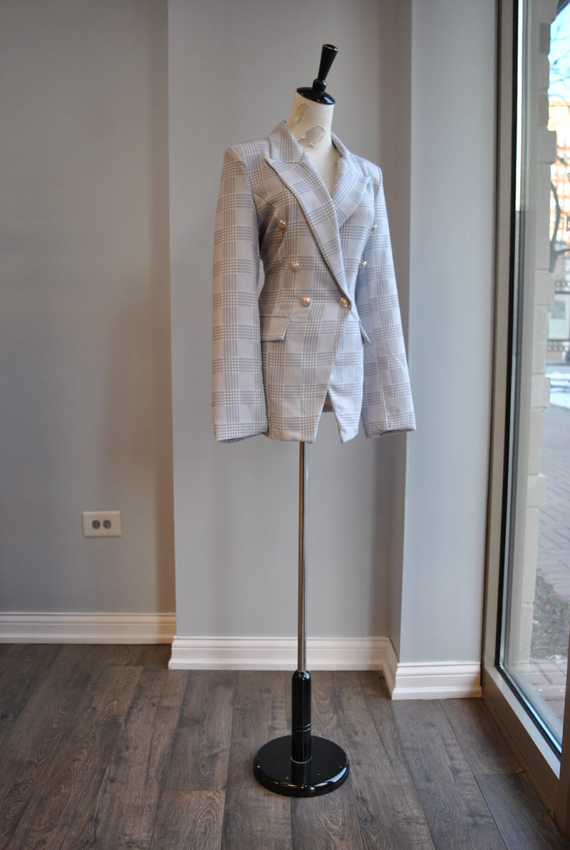 CLEARANCE - GREY PLAID BLAZER