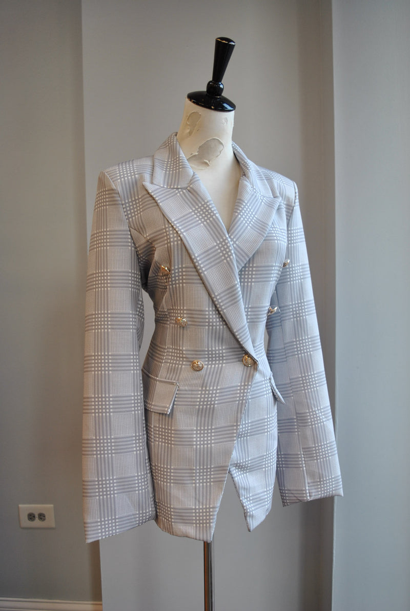 CLEARANCE - GREY PLAID BLAZER