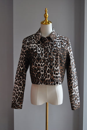 BROWN CHEETAH CROPPED JACKET