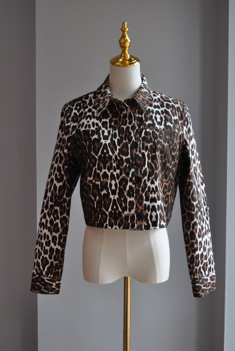 BROWN CHEETAH CROPPED JACKET