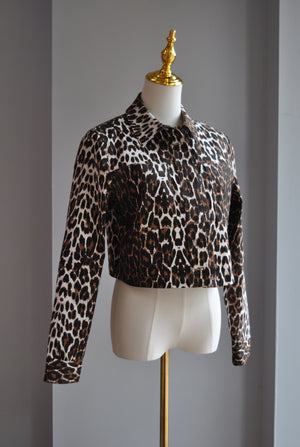 BROWN CHEETAH CROPPED JACKET