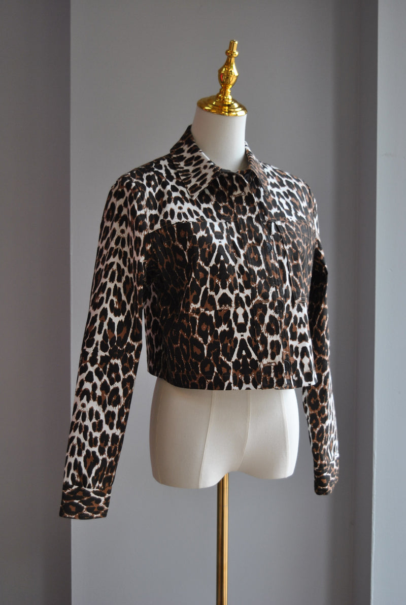 BROWN CHEETAH CROPPED JACKET