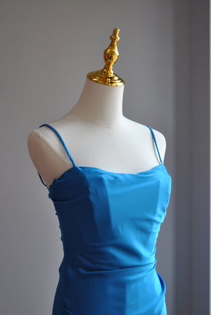 ROYAL BLUE SILKY MINI DRESS