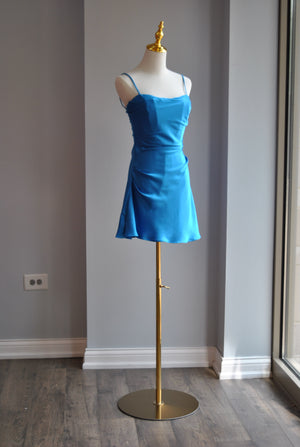 ROYAL BLUE SILKY MINI DRESS