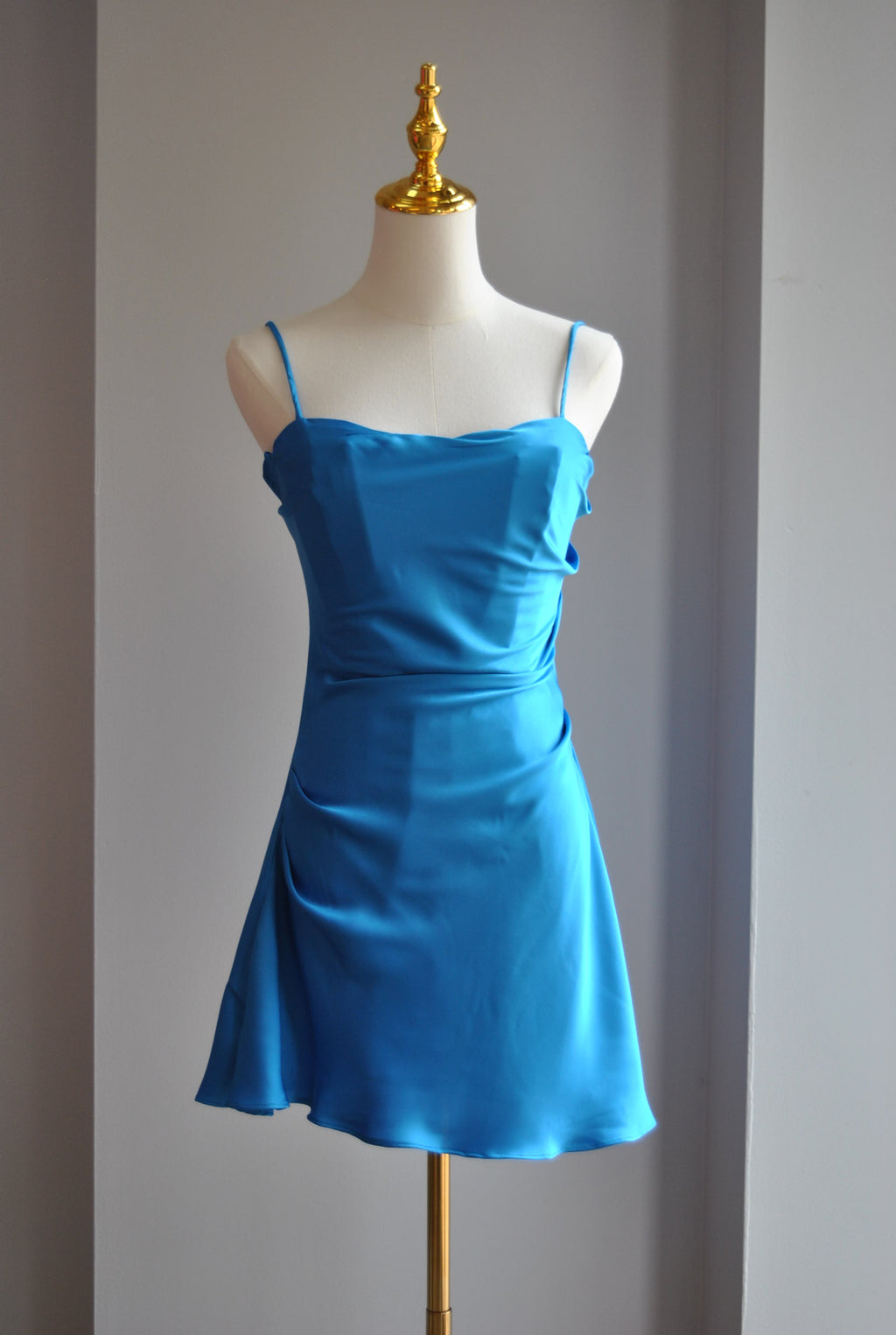 ROYAL BLUE SILKY MINI DRESS