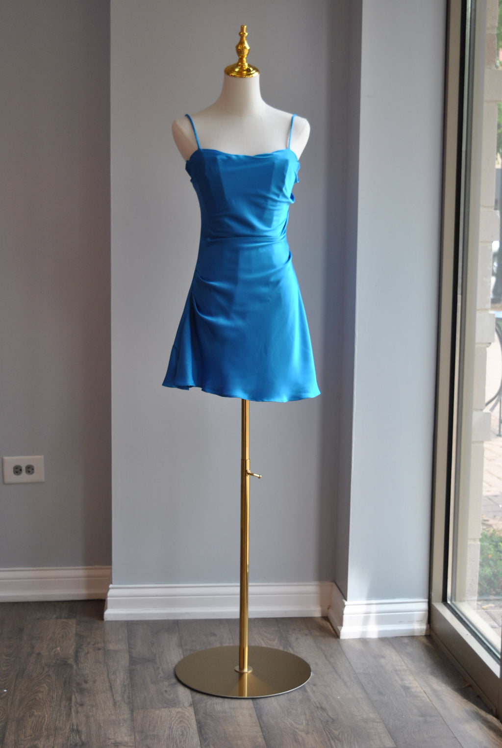 ROYAL BLUE SILKY MINI DRESS