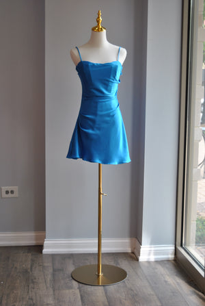 ROYAL BLUE SILKY MINI DRESS
