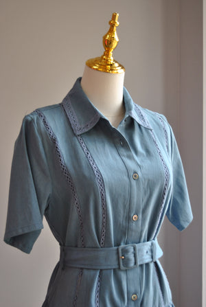 DENIM MINI SUMMER DRESS WITH RUFFLES AND A BELT