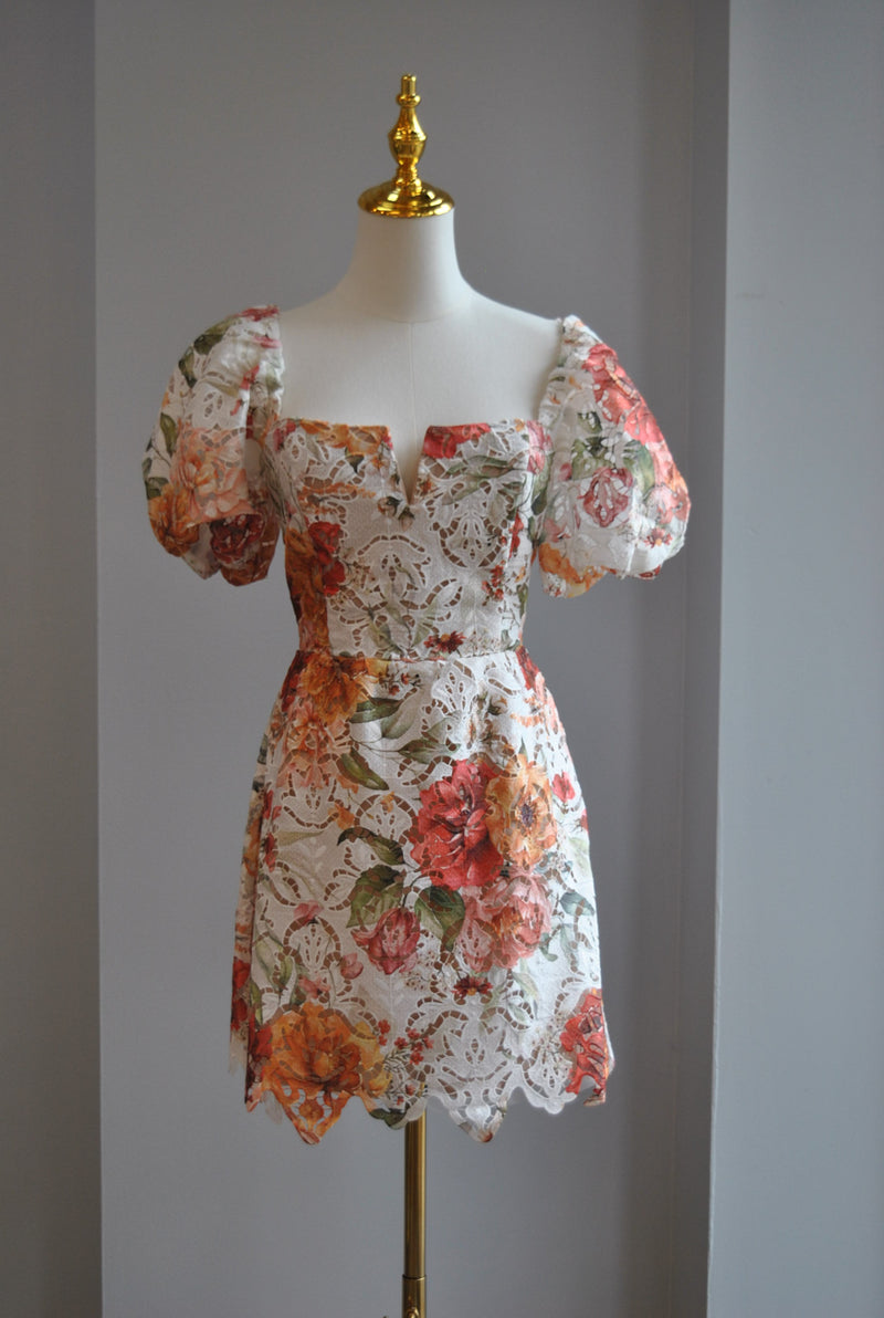 MULTICOLOR FLOWER MINI SUMMER DRESS