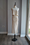 SAND COLOR SET OF FLAIR PANTS AND LACE TOP