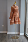 CARAMEL TUNIC DRESS WITH CRYSTALS