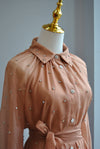 CARAMEL TUNIC DRESS WITH CRYSTALS