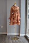CARAMEL TUNIC DRESS WITH CRYSTALS