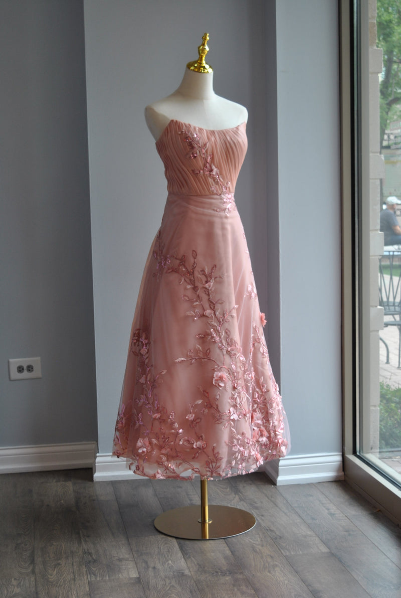 Cocktail dress blush pink deals
