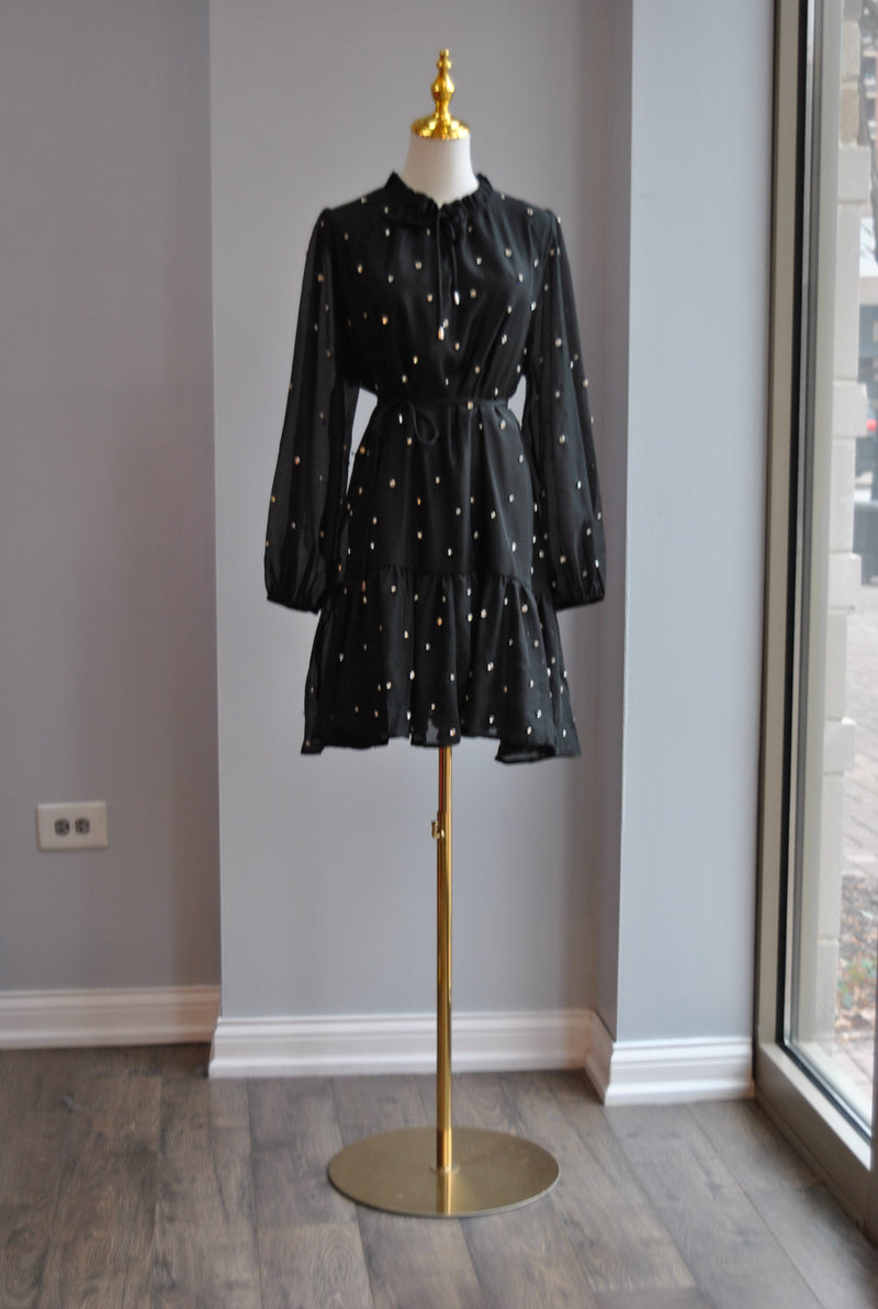 BLACK TUNIC DRESS WITH CRYSTALS