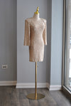 VANILLA SEQUIN MINI PARTY DRESS WITH A CAPE