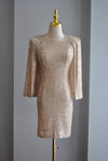 VANILLA SEQUIN MINI PARTY DRESS WITH A CAPE
