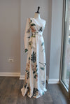 CLEARANCE - WHITE AND GREEN ASYMMETRIC SUMMER DRESS