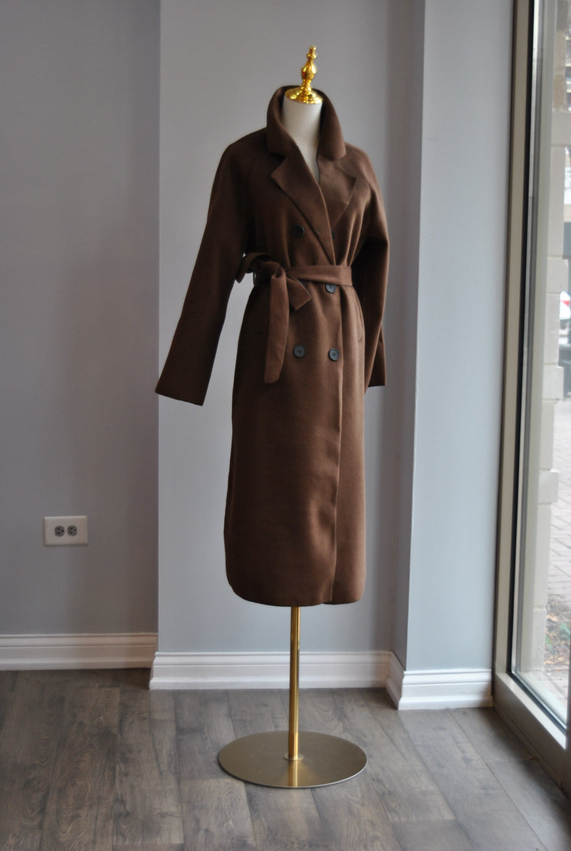 CHOCOLATE BROWN WRAP COAT