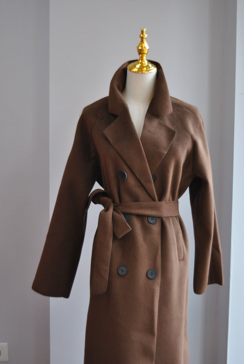 CHOCOLATE BROWN WRAP COAT