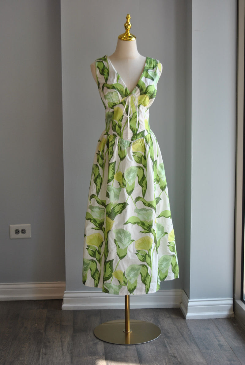 GREEN MULTI SUMMER MIDI DRESS