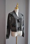 CHARCOAL GREY SWEATER WITH CRYSTAL BOWS