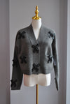 CHARCOAL GREY SWEATER WITH CRYSTAL BOWS
