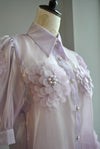 LAVENDER SHEER BLOUSE WITH PEALRS