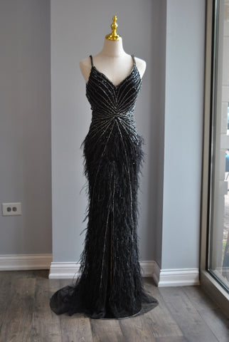 BLACK VELVET STRAPLESS MIDI DRESS