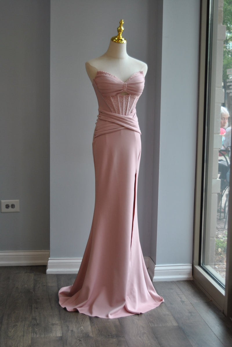 BLUSH PINK LONG EVENING GOWN