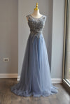 GREY LONG EVENING GOWN