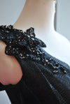 BLACK ASYMMETRIC EVENING GOWN