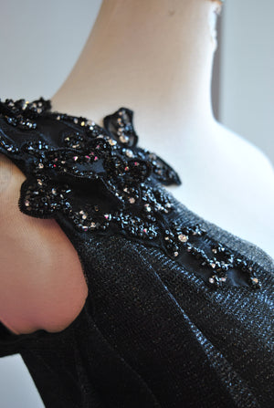 BLACK ASYMMETRIC EVENING GOWN
