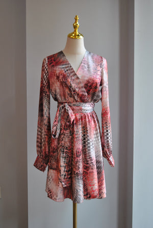 RED MULTI SILLKY FIT AND FLAIR SUMMER DRESS