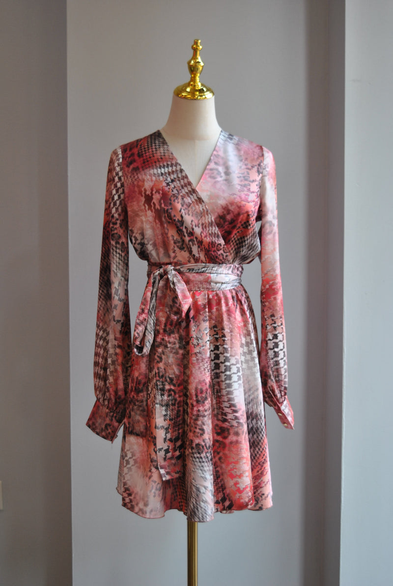 RED MULTI SILLKY FIT AND FLAIR SUMMER DRESS