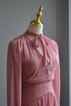 ROSE PIBK MINI SPRING DRESS WITH TIE NECK