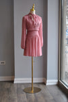 ROSE PIBK MINI SPRING DRESS WITH TIE NECK