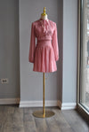 ROSE PIBK MINI SPRING DRESS WITH TIE NECK