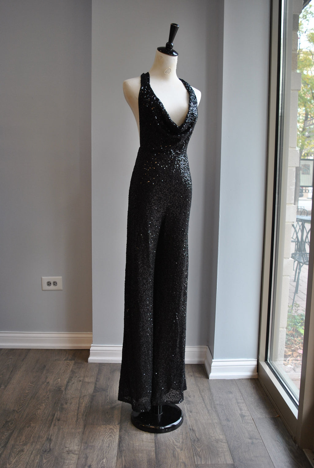 CLEARANCE - LACK SEQUIN JUMPSUIT WITH OPEN BACK