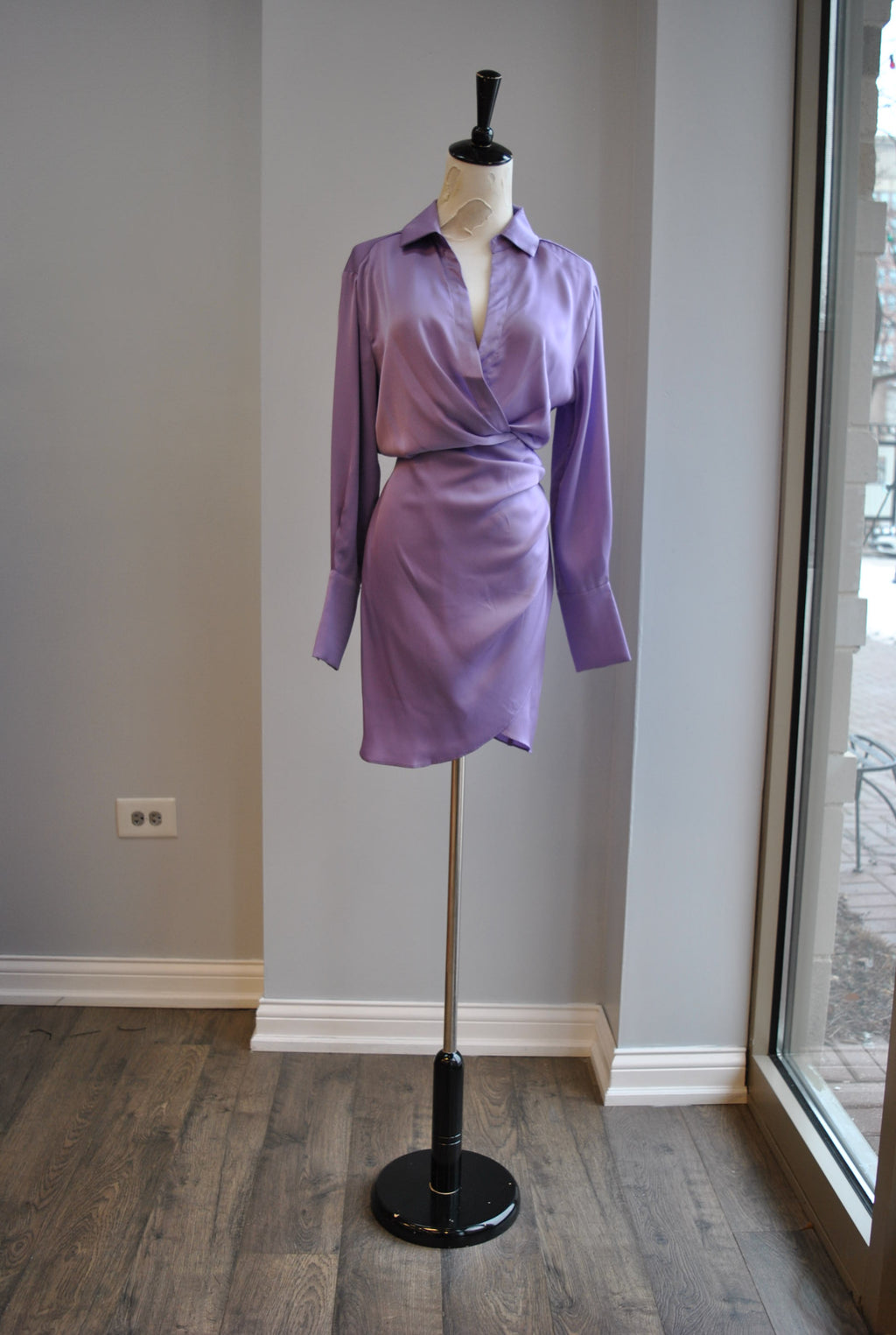 CLEARANCE - LAVENDER MINI SILKY DRESS