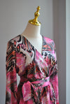 FUCHSIA MULTI SILKY MINI FIT AND FLAIR DRESS WITH A BELT