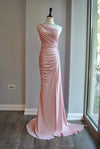 POWER PINK LONG EVENING DRESS WITH CRYSTALS
