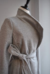 LIGHT GREY SPRING WRAP COAT WITH A BELT